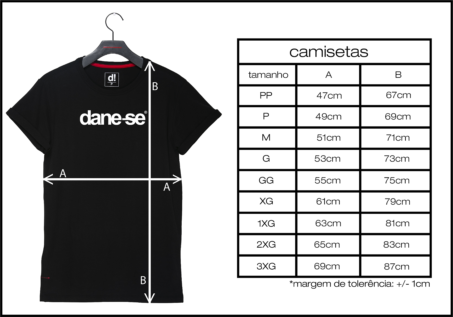 medidas da camiseta